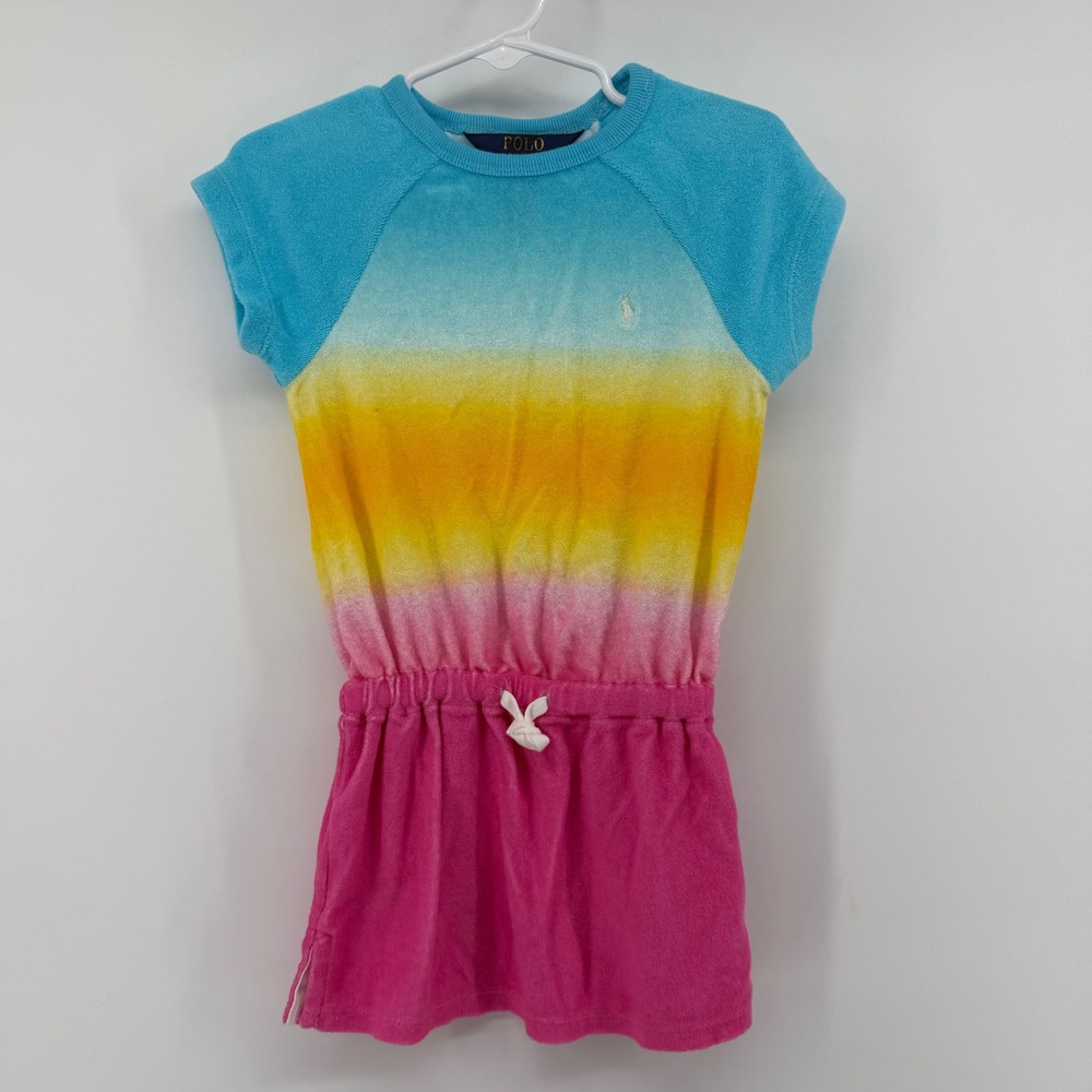Polo Ralph Lauren Dress Girls 2T‎ Multi Ombre Terry Cloth Short Sleeve Pony Logo
